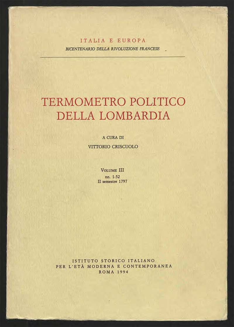 TERMOMETRO POLITICO DELLA LOMBARDIA VOL III